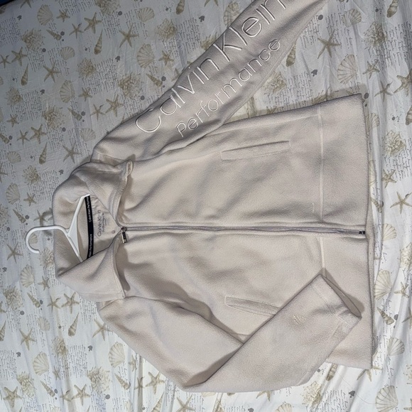 Calvin Klein Performance Beige Fleece Jacket - Picture 1 of 2